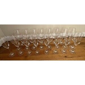 Oberglas 1800 Marked Austrian Fine Crystal Stemware Set 24 Piece Hand Etched VTG